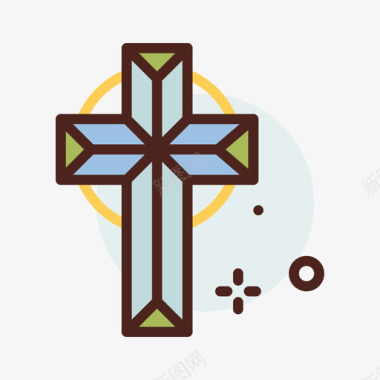 十字架复活节80线形颜色图标