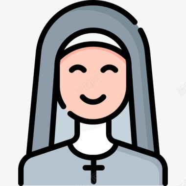 修女宗教信仰46直系肤色图标