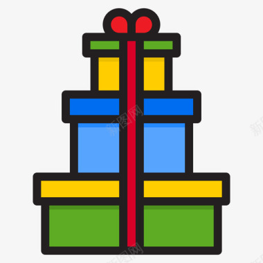 礼品盒礼品33线性颜色图标