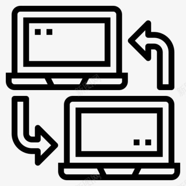 笔记本电脑数据传输3线性图标