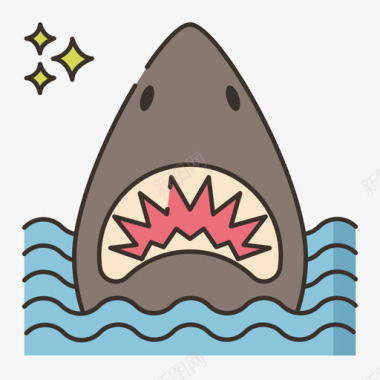 鲨鱼热带56线形颜色图标