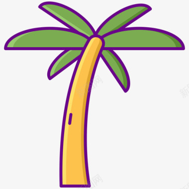 棕榈树热带55线形颜色图标