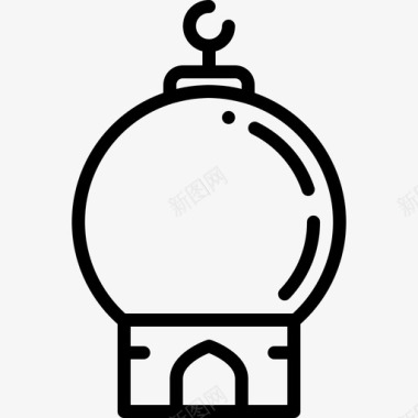 清真寺穹顶建筑新月形图标