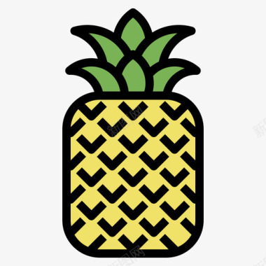 菠萝夏威夷24线形颜色图标