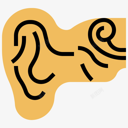 耳朵人体器官18黄色阴影svg_新图网 https://ixintu.com 耳朵 人体 器官 黄色 阴影