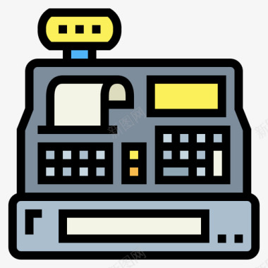 收银机货币134线性颜色图标