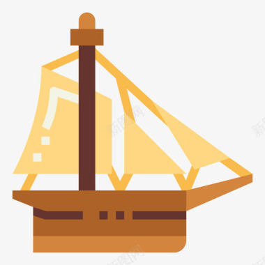 帆船7号船平底船图标