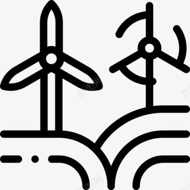 风能可持续能源54线性图标