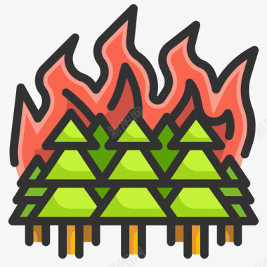 森林火灾气候变化41线性颜色图标