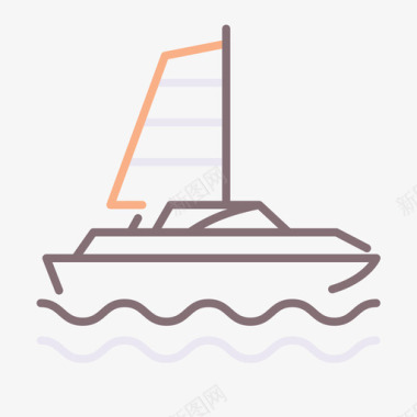 游艇水上运动3线性颜色图标