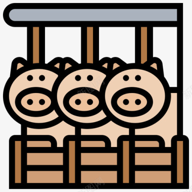 猪养殖105线性颜色图标