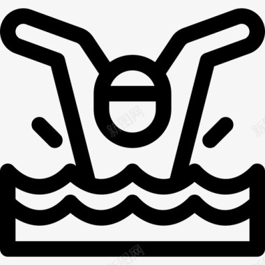 游泳运动员水上运动4直线型图标