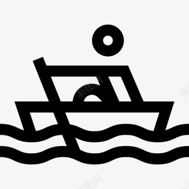 划船水上运动7直线型图标