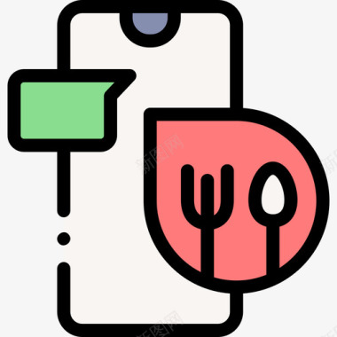食品应用程序食品配送78线性颜色图标