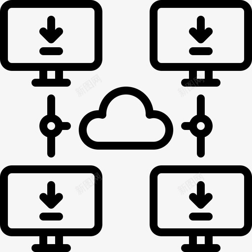 云计算计算机下载svg_新图网 https://ixintu.com 云计算 计算机 下载 文件 多个