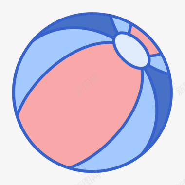 沙滩球热带57线性颜色图标
