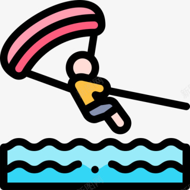 滑翔伞水上运动3线颜色图标