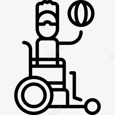 轮椅篮球活跃的生活方式41线性图标