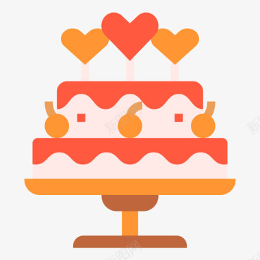 蛋糕浪漫爱情10扁平图标