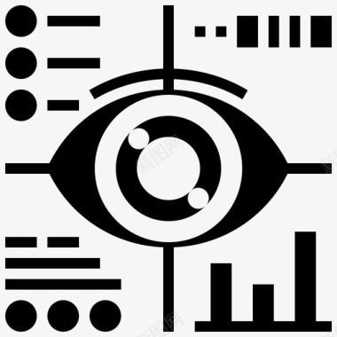 眼睛扫描生物特征7字形图标