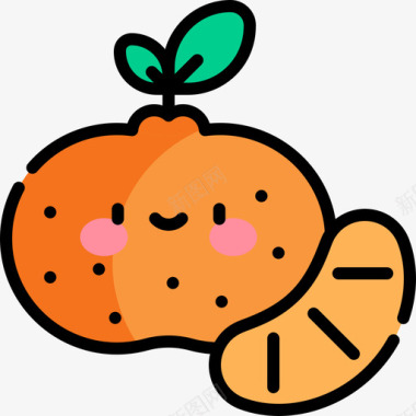 橘子水果和蔬菜62线形颜色图标