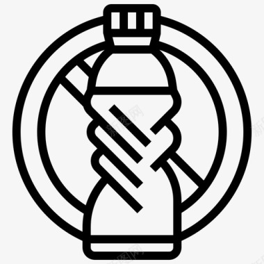 无塑料瓶塑料污染9线性图标