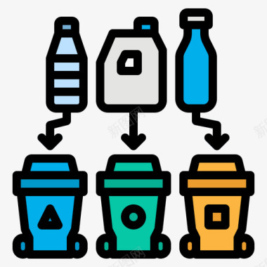 回收站塑料污染18线性颜色图标