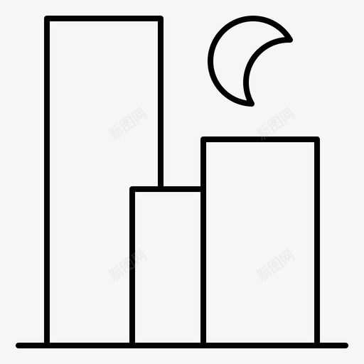 城市风景月亮svg_新图网 https://ixintu.com 城市 风景 月亮 夜晚 天际 建筑物