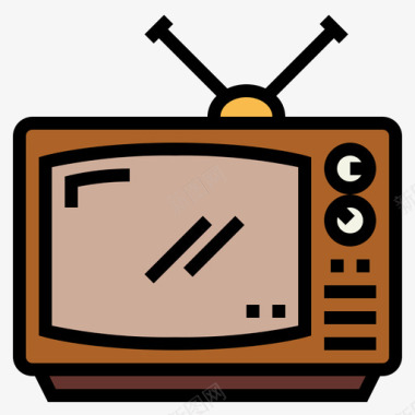 旧电视电视56线性彩色图标