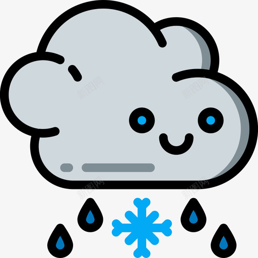 雨夹雪可爱的天气线性的颜色svg_新图网 https://ixintu.com 雨夹雪 可爱 爱的 天气 线性 性的 颜色