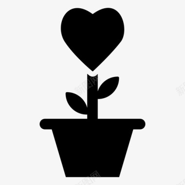 爱植物生长装饰植物心花图标