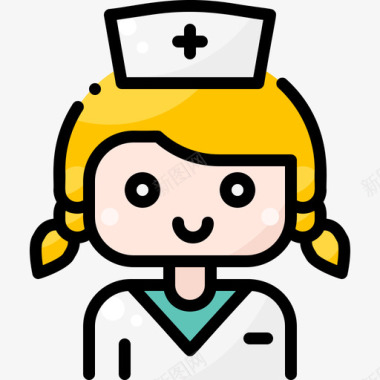 护士女专业人员1直系肤色图标