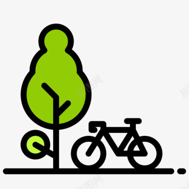 自行车绿色能源1线性颜色图标
