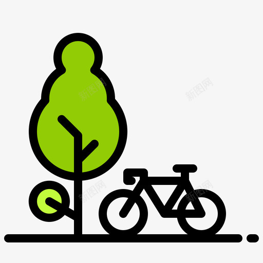 自行车绿色能源1线性颜色svg_新图网 https://ixintu.com 自行车 绿色 能源 线性 颜色