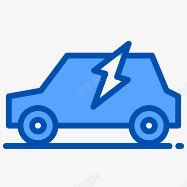 环保汽车绿色能源蓝色图标