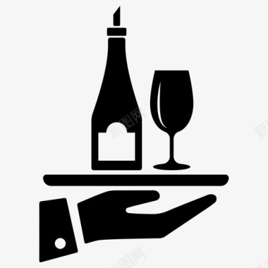 葡萄酒和玻璃杯一杯葡萄酒供应葡萄酒图标