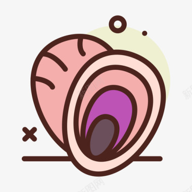 蛤蜊甲壳类动物1线形颜色图标
