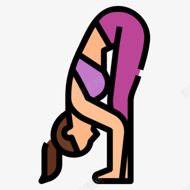 站立瑜伽姿势4线性颜色图标