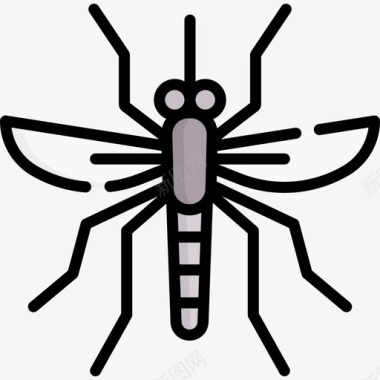 蚊子病毒传播13线状颜色图标