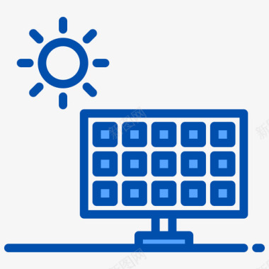太阳能电池绿色能源蓝色图标