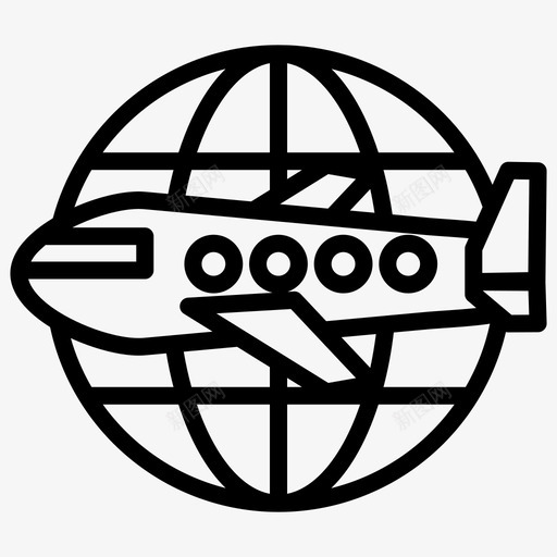世界飞机旅游svg_新图网 https://ixintu.com 旅游 世界 飞机 商业 图标 加粗 粗线