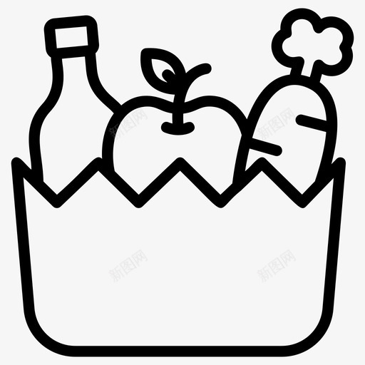 杂货购物桶篮子野餐篮svg_新图网 https://ixintu.com 购物 篮子 杂货 野餐 线图 图标
