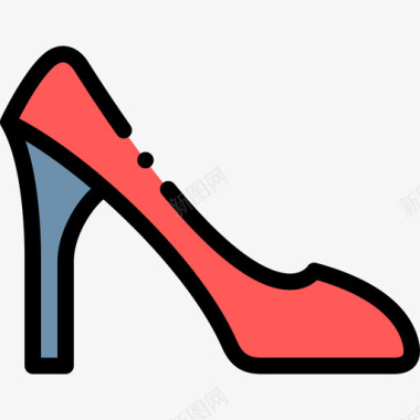 高跟鞋法国12线性颜色图标