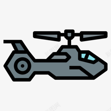 直升机军用76线性颜色图标