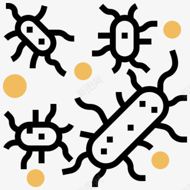 细菌生物化学24黄色阴影图标