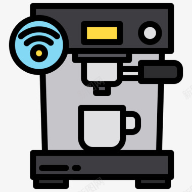 咖啡机智能家居生活1线性颜色图标