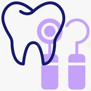牙齿医生和医院线颜色图标