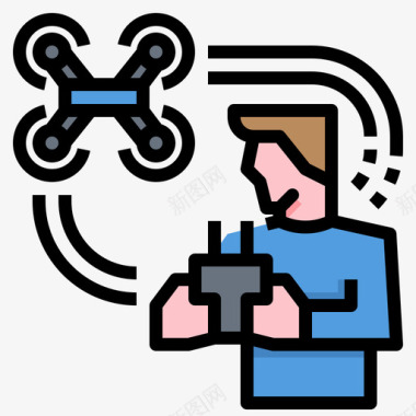 遥控器无人机29线性颜色图标