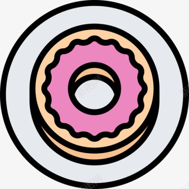 甜甜圈47号咖啡厅彩色图标