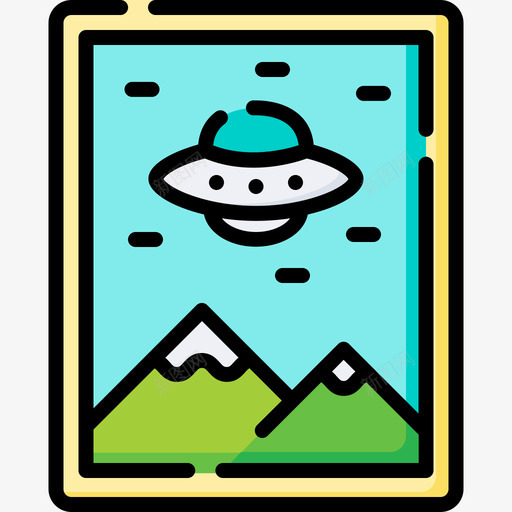 海报飞碟和外星人4线性颜色svg_新图网 https://ixintu.com 海报 飞碟 外星人 线性 颜色